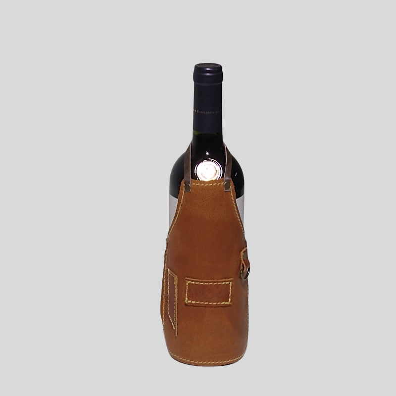Mini pechera decorativa cuero botella vino mesa elegante