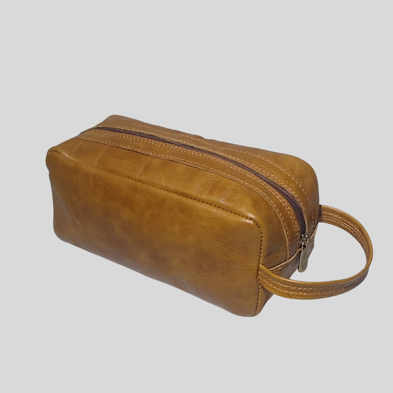 Neceser de cuero premium con manilla vista fronta