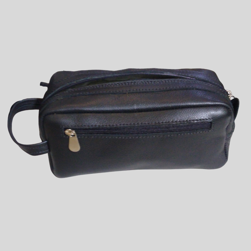 Neceser de cuero negro elegante vista frontal